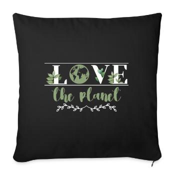 Aimer la planète Journée de sensibilisation à la Terre Nature - Housse de coussin décorative 45 x 45 cm - noir - Devant