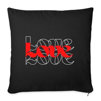 AMOUR, AMOUR, AMOUR. L’amour en rouge et blanc. - Housse de coussin décorative 45 x 45 cm - noir - Devant