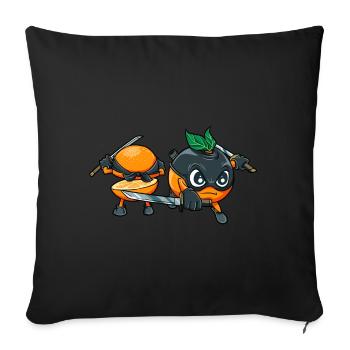 Orange Ninja Frucht Früchte Orangensaft - Sofakissenbezug 45 x 45 cm - Schwarz - Vorne