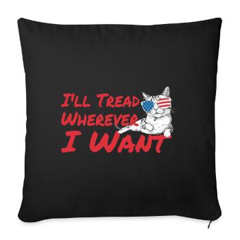 I'll Tread Wherever I Want Retro Vintage Cat Lover - Sofa pillowcase 17,3'' x 17,3'' (45 x 45 cm) - black - Front