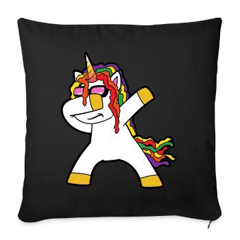 Niedliches Lustiges Cooles Einhorn Einhörner Fabel - Sofakissenbezug 45 x 45 cm - Schwarz - Vorne