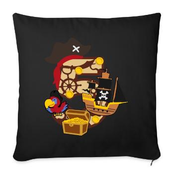 Fête pirate pour le 5ème anniversaire numéro 5 - 5 ans - Housse de coussin décorative 45 x 45 cm - noir - Devant