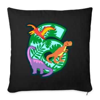 Dinosaurier 6. Geburtstagsparty Nummer 6 - 6 Jahre - Sofakissenbezug 45 x 45 cm - Schwarz - Vorne