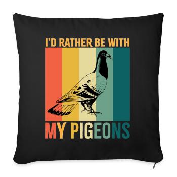 Rather with pigeons retro design for pigeon lovers - Sofa pillowcase 17,3'' x 17,3'' (45 x 45 cm) - black - Front