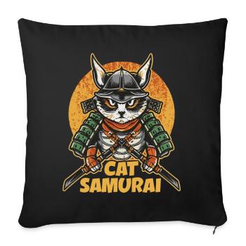 Cat Samurai - Sofa pillowcase 17,3'' x 17,3'' (45 x 45 cm) - black - Front