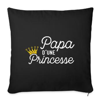 Papa d'une Princesse Cadeau Père et Fille - Housse de coussin décorative 45 x 45 cm - noir - Devant