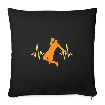 ECG Heartbeat Basketball Pulse | Les couleurs peuvent être changées - Housse de coussin décorative 45 x 45 cm - noir - Devant