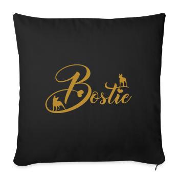 Bostie Boston Terrier avec police décorative - Housse de coussin décorative 45 x 45 cm - noir - Devant