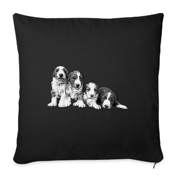 four puppies - Sofa pillowcase 17,3'' x 17,3'' (45 x 45 cm) - black - Front