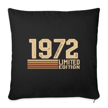 Né en 1972 anniversaire - Cadeau 1972 Vintage 1972 - Housse de coussin décorative 45 x 45 cm - noir - Devant