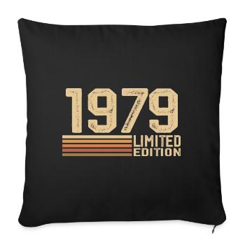 Né en 1979 anniversaire - Cadeau 1979 Vintage 1979 - Housse de coussin décorative 45 x 45 cm - noir - Devant