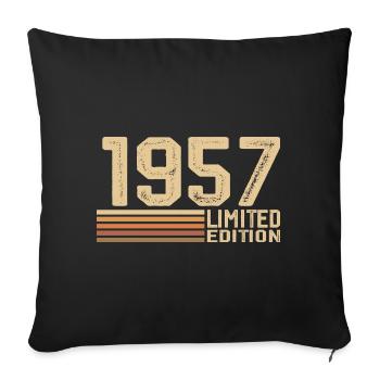 Né en 1957 anniversaire - Cadeau 1957 Vintage 1957 - Housse de coussin décorative 45 x 45 cm - noir - Devant