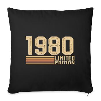 Né en 1980 anniversaire - Cadeau 1980 Vintage 1980 - Housse de coussin décorative 45 x 45 cm - noir - Devant