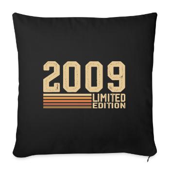 Né en 2009 anniversaire - Cadeau 2009 Vintage 2009 - Housse de coussin décorative 45 x 45 cm - noir - Devant