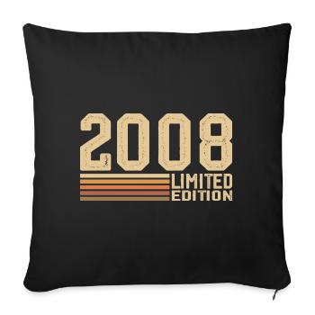 Born in 2008 Birthday - 2008 Vintage 2008 Gift - Sofa pillowcase 17,3'' x 17,3'' (45 x 45 cm) - black - Front