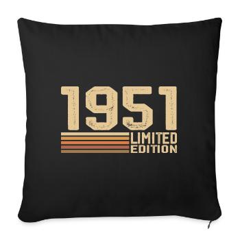 Né en 1951 anniversaire - Cadeau 1951 Vintage 1951 - Housse de coussin décorative 45 x 45 cm - noir - Devant