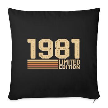 Né en 1981 anniversaire - Cadeau 1981 Vintage 1981 - Housse de coussin décorative 45 x 45 cm - noir - Devant