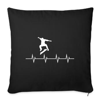 Battement de cœur d’un skateur - Housse de coussin décorative 45 x 45 cm - noir - Devant