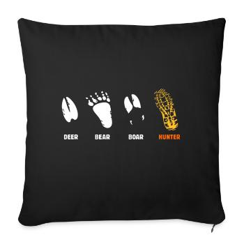 Cerf, ours, sanglier, chasseur, sceau - Housse de coussin décorative 45 x 45 cm - noir - Devant