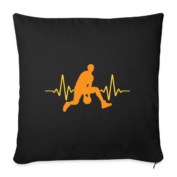 ECG Heartbeat Basketball Pulse | Les couleurs peuvent être changées - Housse de coussin décorative 45 x 45 cm - noir - Devant