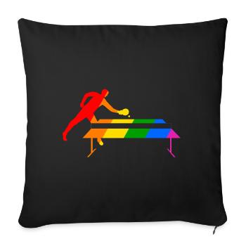 Rainbow Table Tennis - Sofa pillowcase 17,3'' x 17,3'' (45 x 45 cm) - black - Front