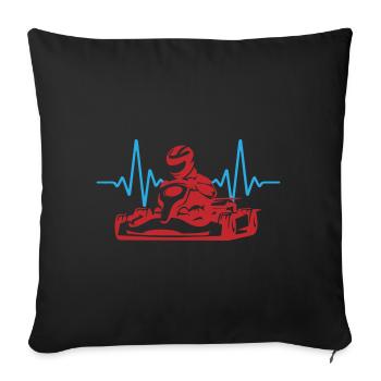 Heartbeat Go-Kart Go Kart | Les couleurs peuvent être changées - Housse de coussin décorative 45 x 45 cm - noir - Devant