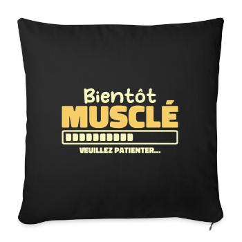 Soon to be muscular - please wait - Sofa pillowcase 17,3'' x 17,3'' (45 x 45 cm) - black - Front