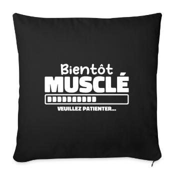 Soon to be muscular - please wait - Sofa pillowcase 17,3'' x 17,3'' (45 x 45 cm) - black - Front