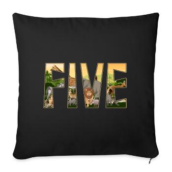 Jungle birthday zoo animal 5 years old - Sofa pillowcase 17,3'' x 17,3'' (45 x 45 cm) - black - Front