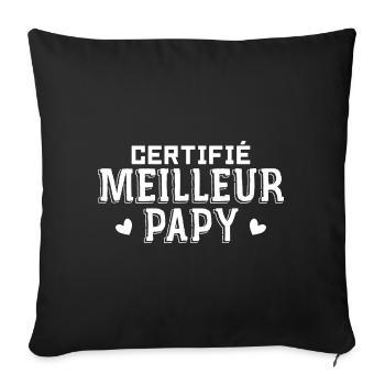 Certifié Meilleur Papy du Monde - Housse de coussin décorative 45 x 45 cm - noir - Devant
