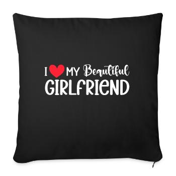 Paare Liebe Herz Freund Geschenkidee Beziehung - Sofakissenbezug 45 x 45 cm - Schwarz - Vorne