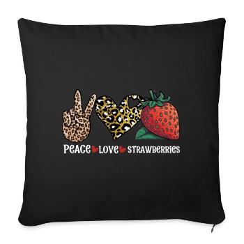 Peace Love Strawberry - Good Time Fruits Heart - Sofa pillowcase 17,3'' x 17,3'' (45 x 45 cm) - black - Front