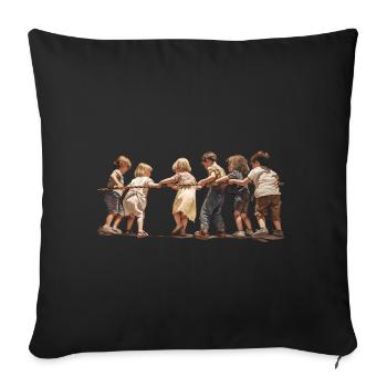 Tug-of-war, just child's play? - Sofa pillowcase 17,3'' x 17,3'' (45 x 45 cm) - black - Front