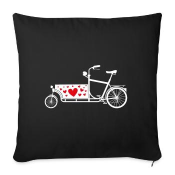 Cargo bike, hearts, Valentine's Day - Sofa pillowcase 17,3'' x 17,3'' (45 x 45 cm) - black - Front