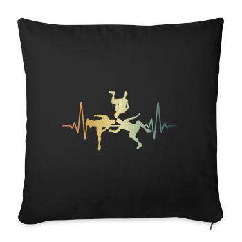 Heartbeat Parkour Sideflip ECG Pulse - Sofa pillowcase 17,3'' x 17,3'' (45 x 45 cm) - black - Front