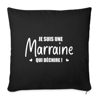 Je Suis Une Marraine Qui Déchire ! - Housse de coussin décorative 45 x 45 cm - noir - Devant