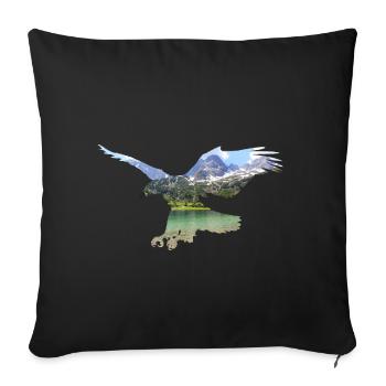 Eagle lake mountain mountains fly clouds shirt - Sofa pillowcase 17,3'' x 17,3'' (45 x 45 cm) - black - Front