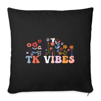 TK Vibes Wildflower Retro Teacher Daisy Kid - Housse de coussin décorative 45 x 45 cm - noir - Devant