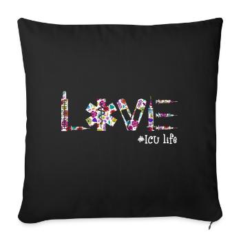 ICU Life love Drôle de chemise de soins infirmiers - Housse de coussin décorative 45 x 45 cm - noir - Devant