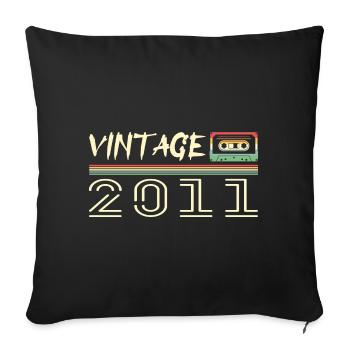 2011 Original 2011 Rétro Cadeau Anniversaire 2011 - Housse de coussin décorative 45 x 45 cm - noir - Devant