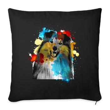 Sheltie Watercolors Colorful - Sofa pillowcase 17,3'' x 17,3'' (45 x 45 cm) - black - Front
