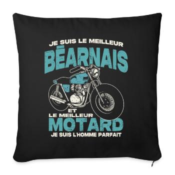 Le meilleur béarnais et le meilleur motard - Housse de coussin décorative 45 x 45 cm - noir - Devant