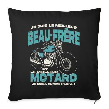 Le meilleur beau-frère et le meilleur motard - Housse de coussin décorative 45 x 45 cm - noir - Devant