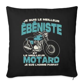 Le meilleur ébéniste et le meilleur motard - Housse de coussin décorative 45 x 45 cm - noir - Devant