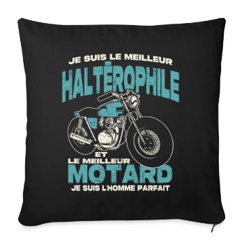 Le meilleur haltèrophile et le meilleur motard - Housse de coussin décorative 45 x 45 cm - noir - Devant
