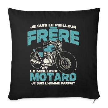 Le meilleur frère et le meilleur motard - Housse de coussin décorative 45 x 45 cm - noir - Devant