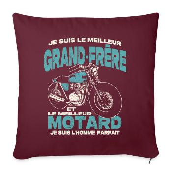 Le meilleur grand-frère et le meilleur motard - Housse de coussin décorative 45 x 45 cm - bordeaux - Devant