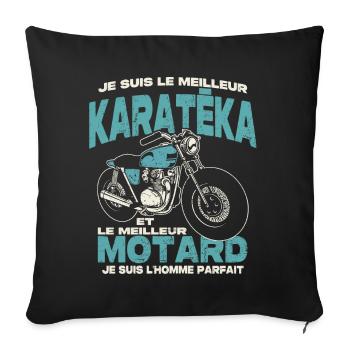 Le meilleur karatéka et le meilleur motard - Housse de coussin décorative 45 x 45 cm - noir - Devant
