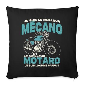 Le meilleur mécano et le meilleur motard - Housse de coussin décorative 45 x 45 cm - noir - Devant