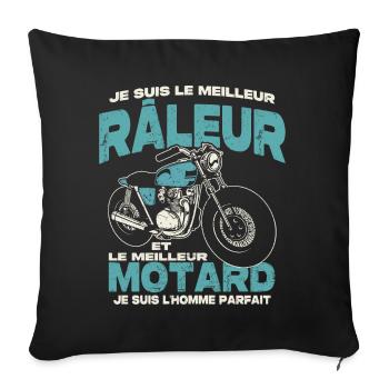Le meilleur râleur et le meilleur motard - Housse de coussin décorative 45 x 45 cm - noir - Devant